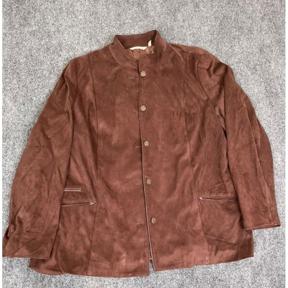 Soft Surroundings Blazer Jacket Size 2X Brown Faux Suede Womens